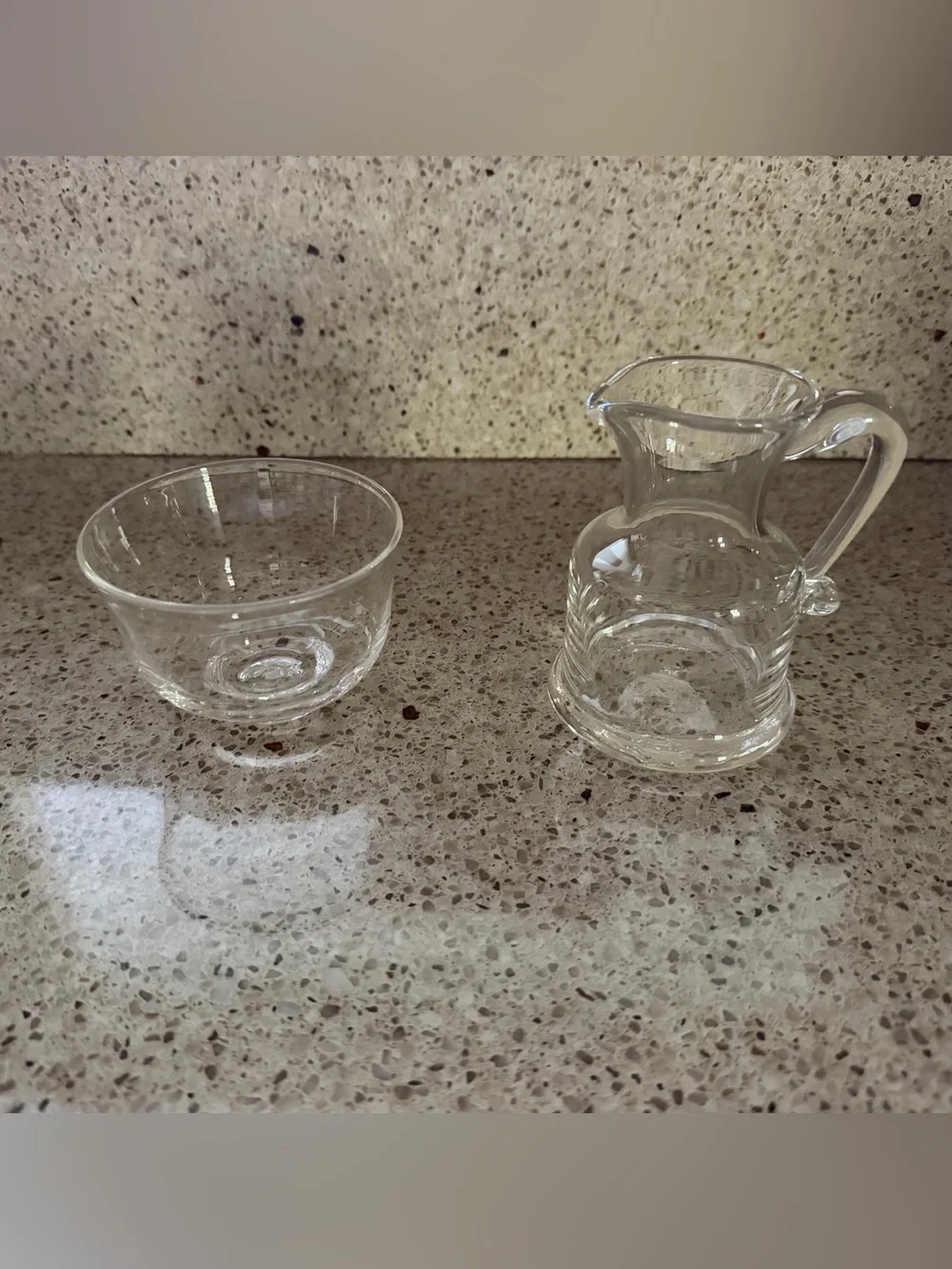 Vintage Simon Pearce Handblown Glass Creamer Pitcher and Sugar Bowl Set